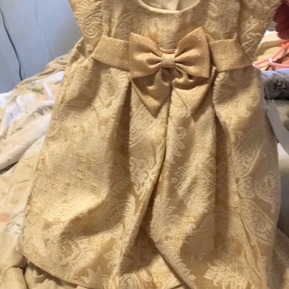 Sears Jaquard gold/champagne formal dress 6-9mths